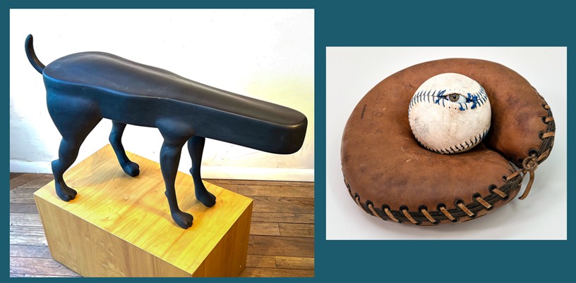 Ron Peetz’ artwork: left, R. Mutt - A Homage to Duchamp Altered; right, Eye On the Ball.